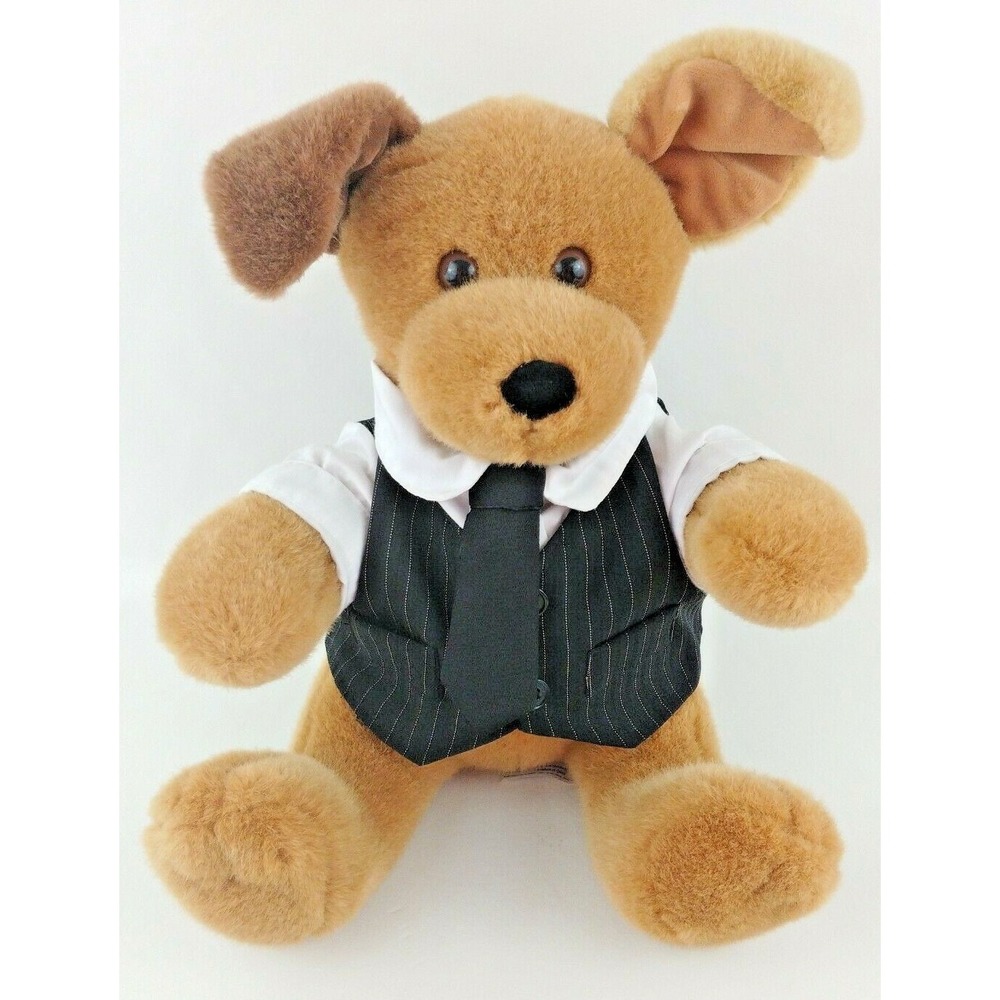 Build A Bear Workshop 12" Brown Puppy Retired With‎ Dress Shirt Tie Vest